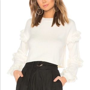 Tularosa Cream fringe cropped sweater